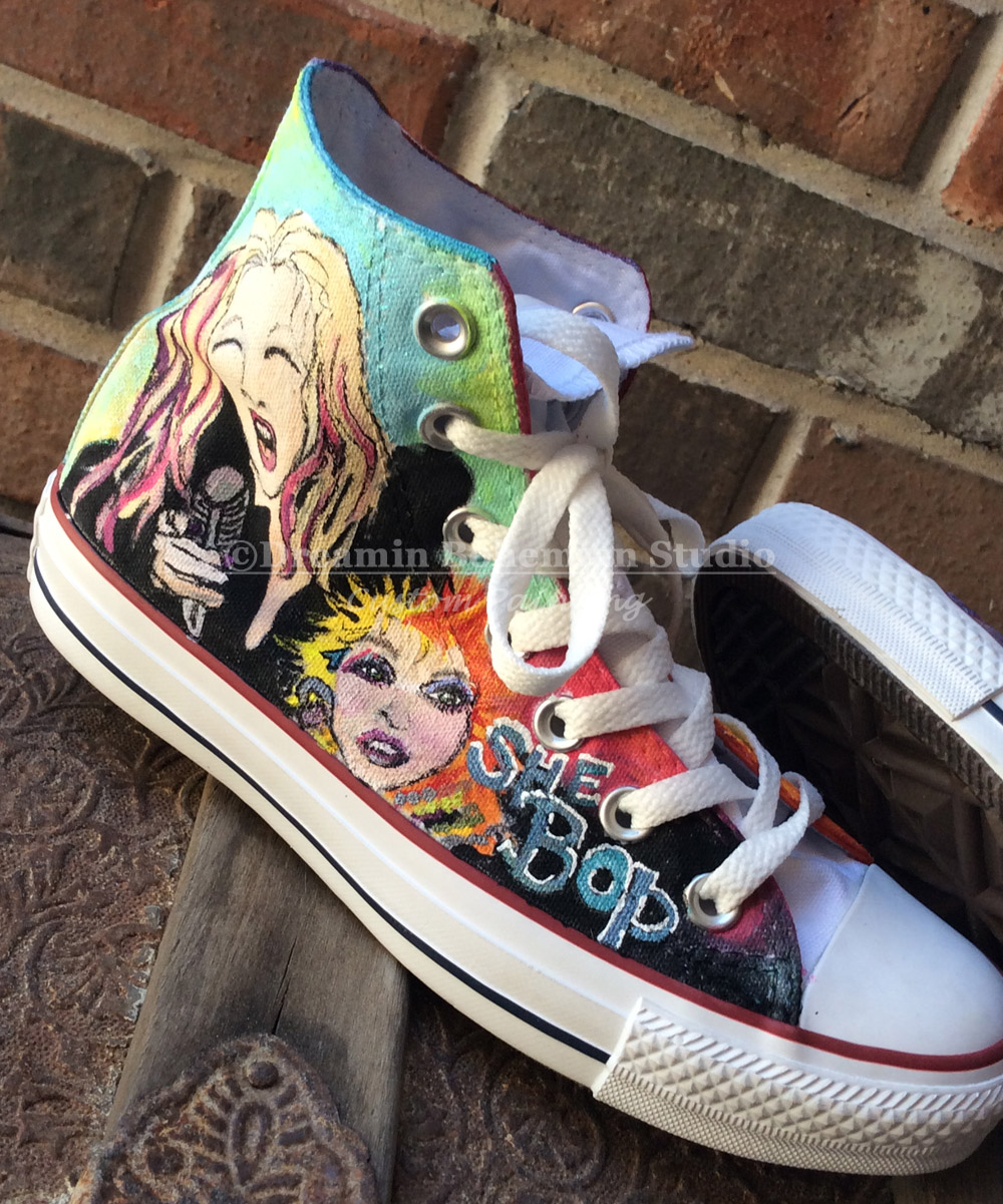 Rock Star singer superstar legend converse Chuck Taylors. Cyndi Lauper Hand painted rock star hi tops.