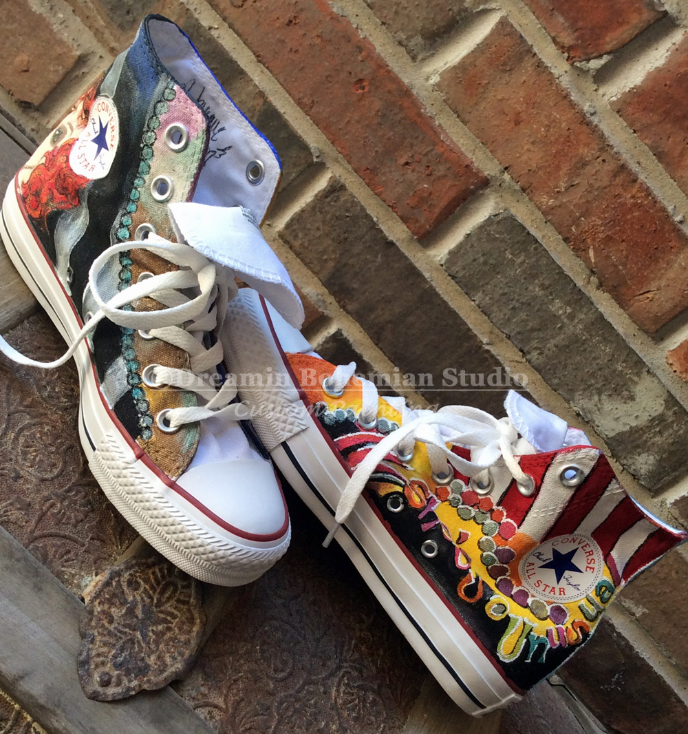 Rock Star singer superstar legend converse Chuck Taylors. Cyndi Lauper Hand painted rock star hi tops.