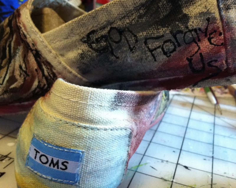 Crazy Scary Painted TOMS with zombies Side view Zombies TOMS