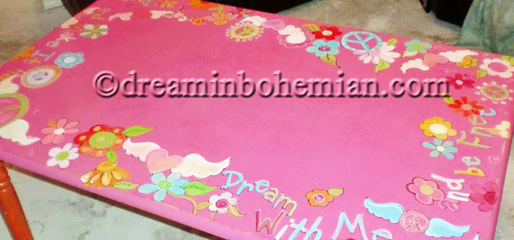 painted pink and orange table painted table for girls