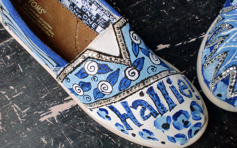 Cheer TOMS Spirit shoes Personalized Spirit TOMS blue lions