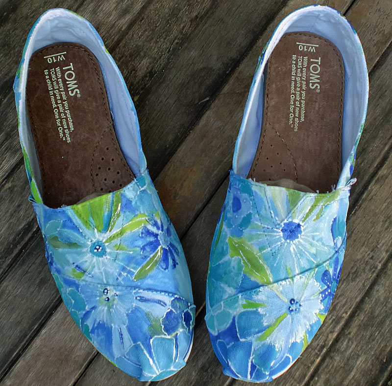 Wildflowers in blue TOMS designs fields of blue flowers painted on TOMS