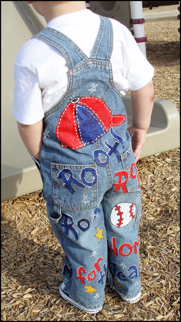 Baseball Overalls Painted for boys The back of baseball overalls design for boys