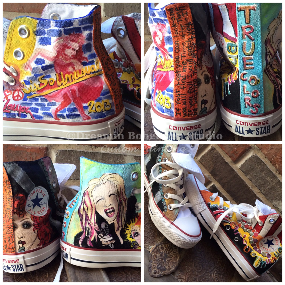 Rock Star singer superstar legend converse Chuck Taylors. Cyndi Lauper Hand painted rock star hi tops.