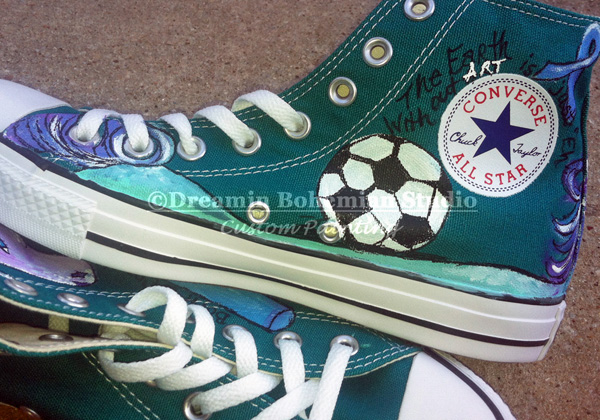 Hand painted personalized themed chucks Custom painted chucks soccer ball