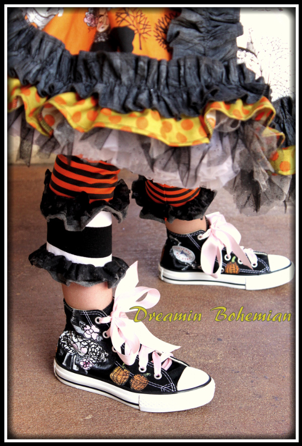 The Ghastlies Halloween painted black converse