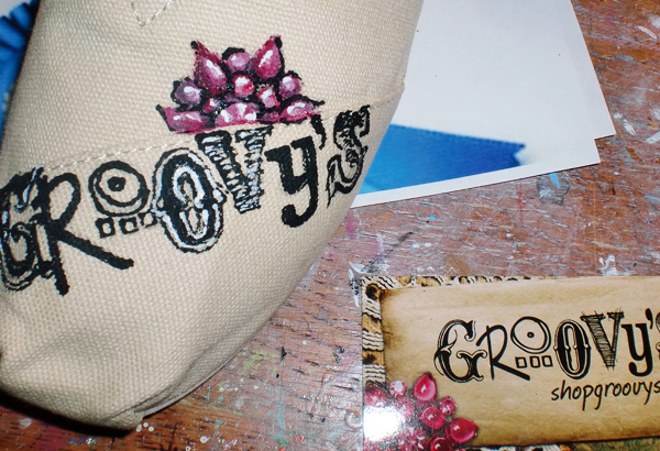 Groovy's Logo painted toms Groovy's Logo painted toms