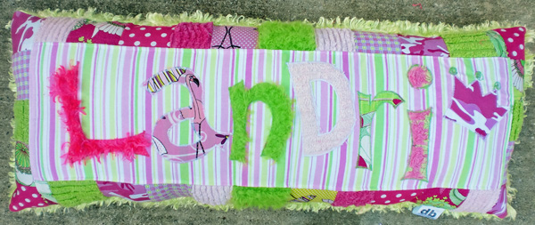 Gorgeous pinks and greens make up with whimsical girlie pillow for your childs room the bailey pillow with another name Landri