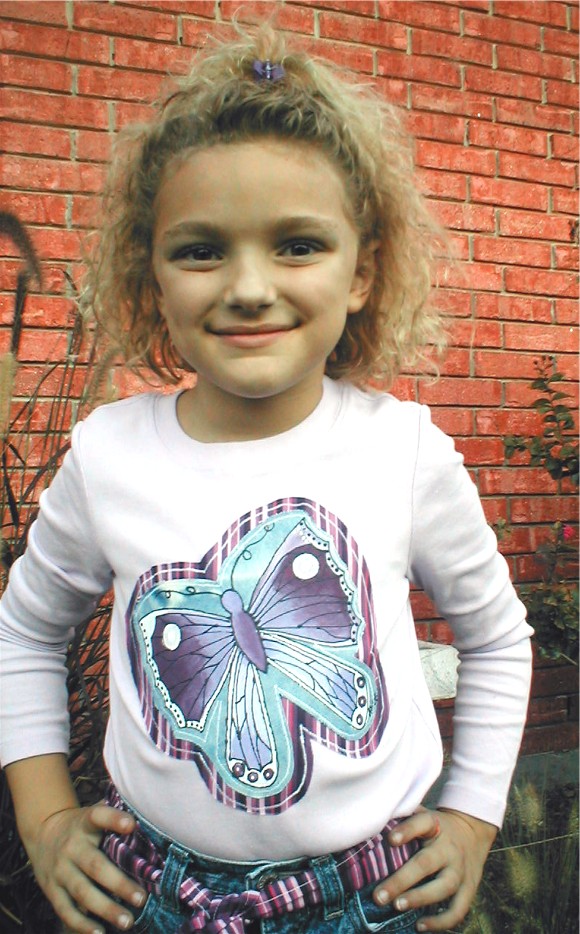 Hand Painted Appliqued Butterfly Tee