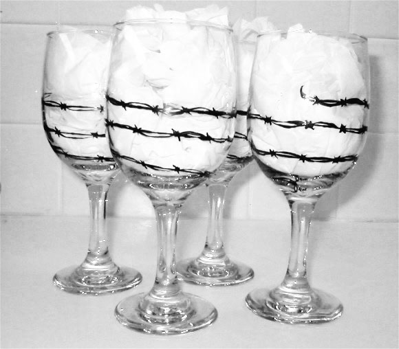 Hand Painted Western Barbed Wire Wine Glasses