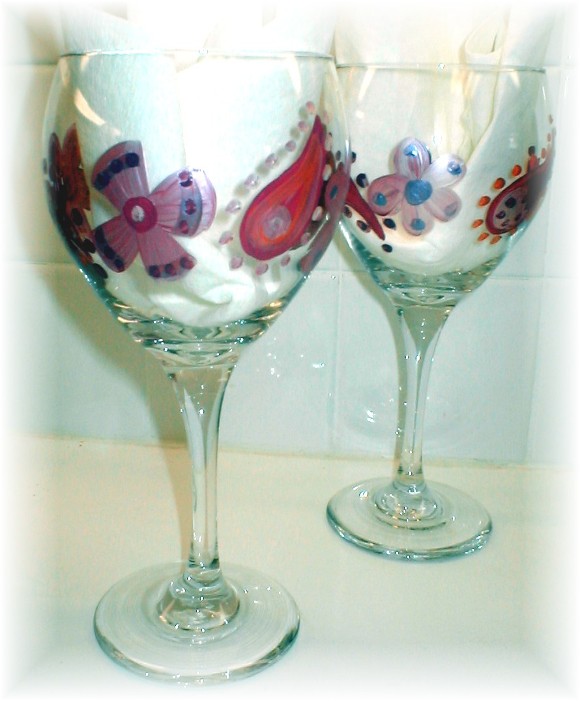 Hand Painted Floral Paisley Glasses