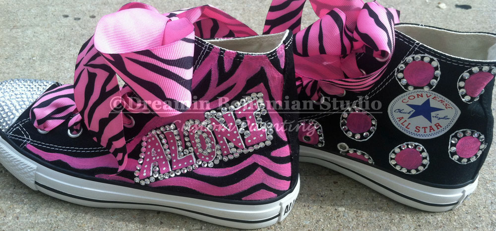 personalized diva chucks for adults hot pink and black diva zebra chucks