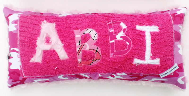 Abbi Personalized petite pink pillow