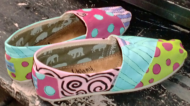 Custom painted in custom colors polka dots and stripes TOMS custom painted polka dots stripes swirls toms