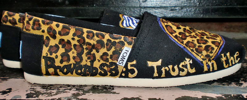 Scripture and school club heart and cross painted toms cheetah print painted heart and zebra cross