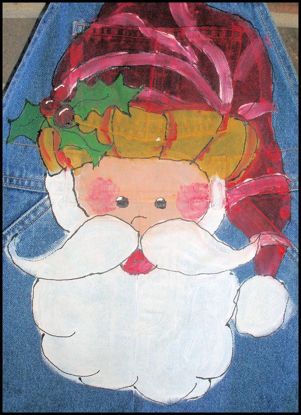 Custom Hand Painted Santa Claus Overalls