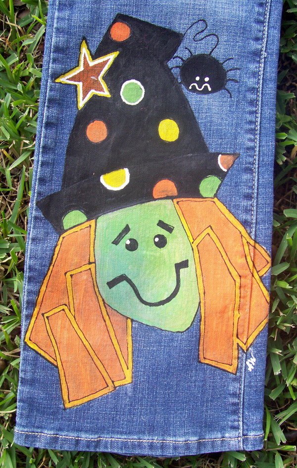 Custom Painted Jeans for Halloween