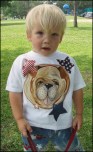 Hand painted appliqued Bulldog Tee