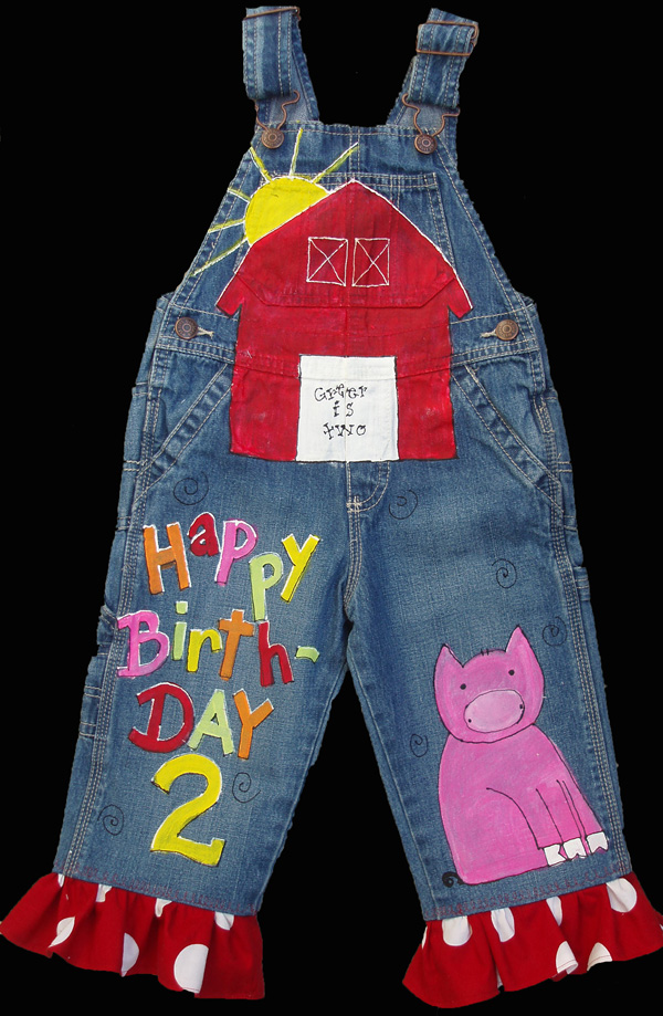 Hand painted peace daisy overalls for girls.