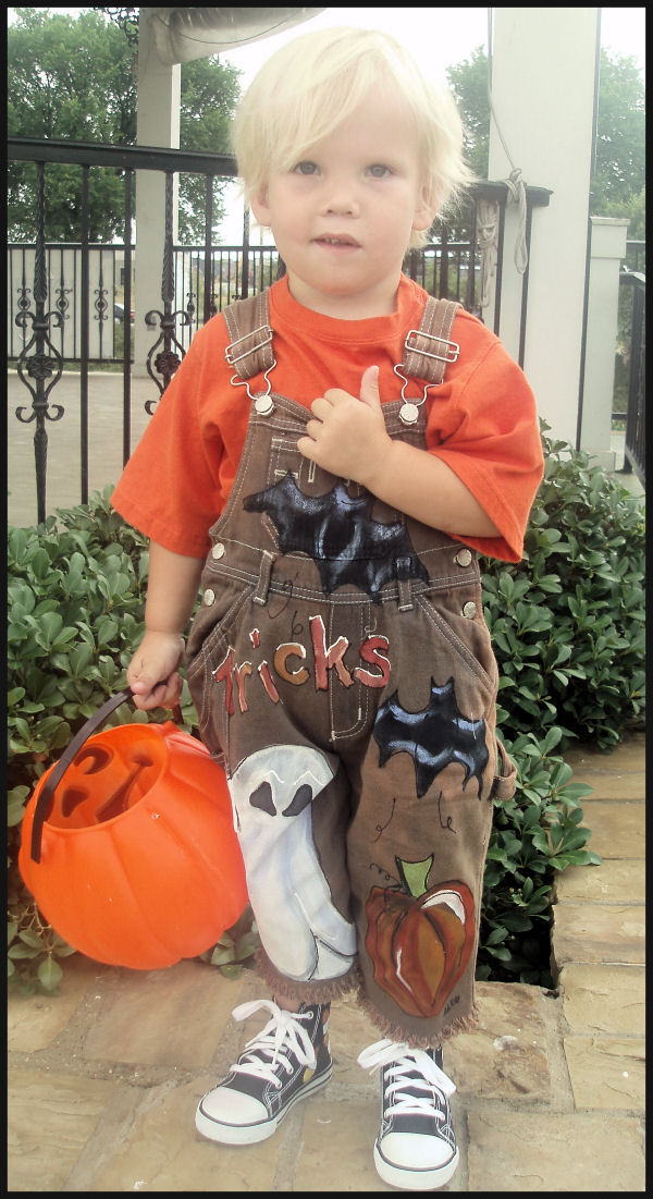 Hand Painted Halloween Overalls for boys