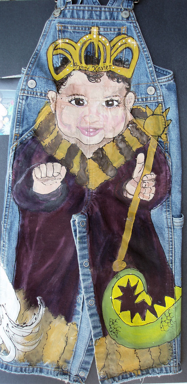 Custom Hand Painted Prince Portrait  Overalls for Boys