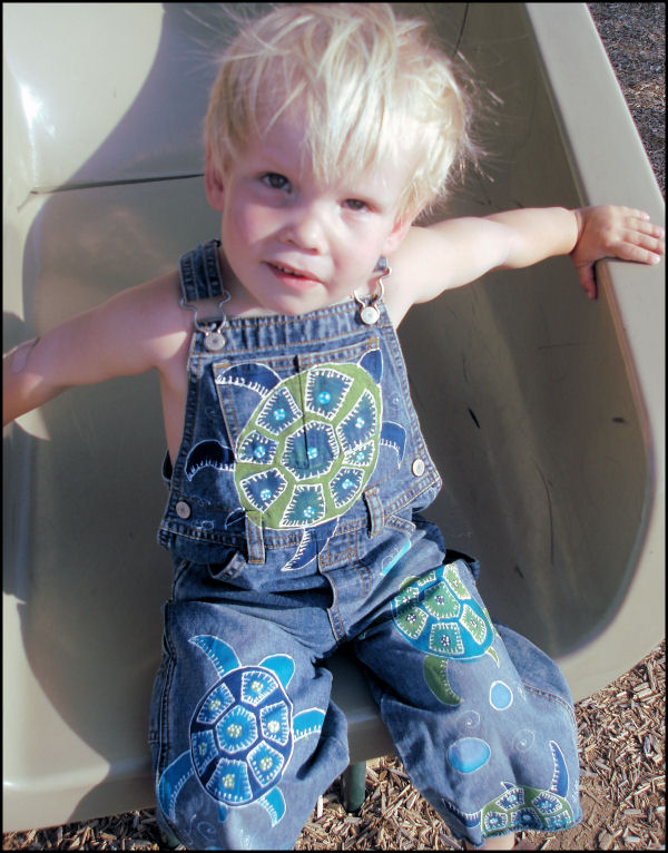 Custom Painted Turtles Overalls for Boys