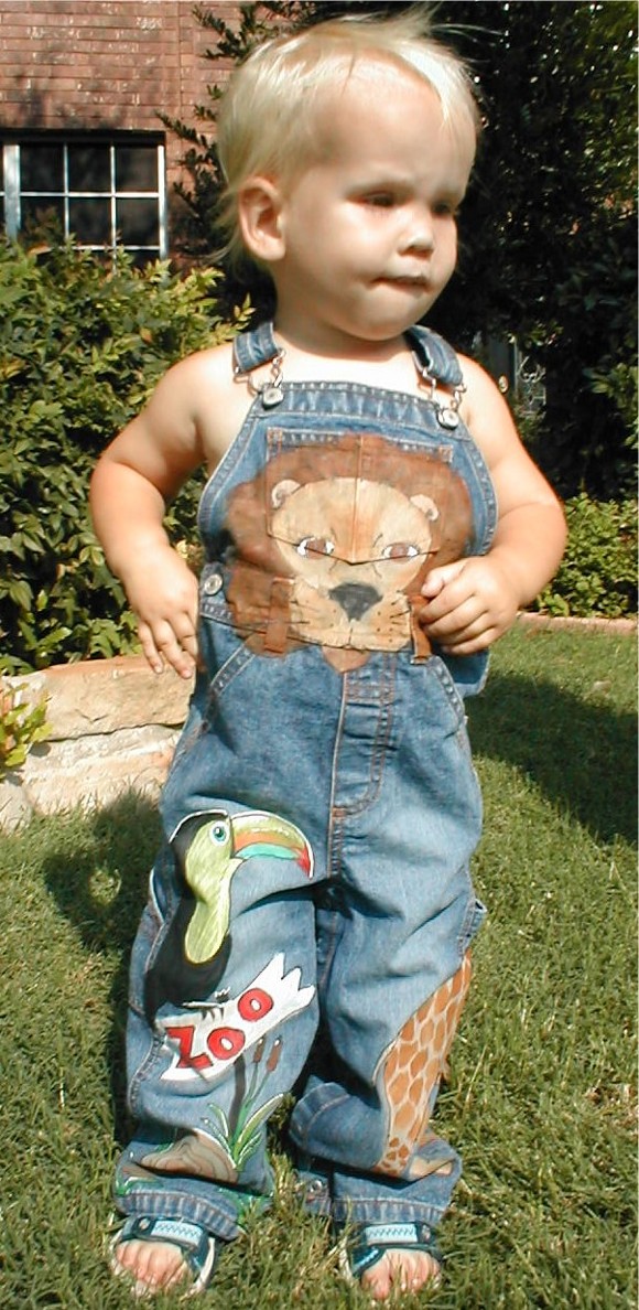 Hand Painted Zoo Overalls for Boys