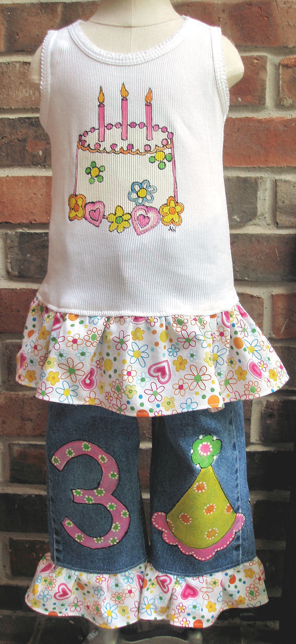 Painted Happy Birthday Girls Outfit