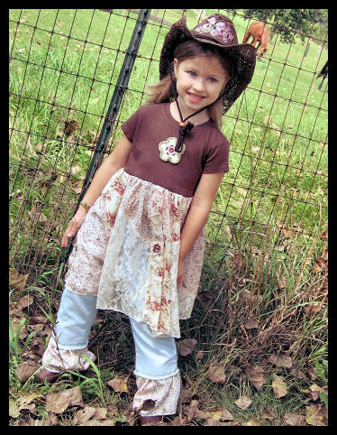 Hand Painted Cowgirl Outift in Pink and Brown