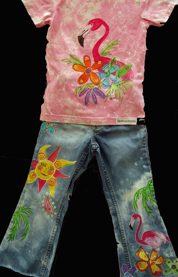 Painted Flamingo Floral Outfit