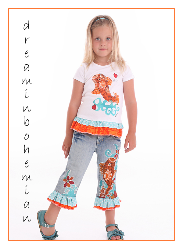 Hand Painted Girls Tattoo Koi Art Outfit