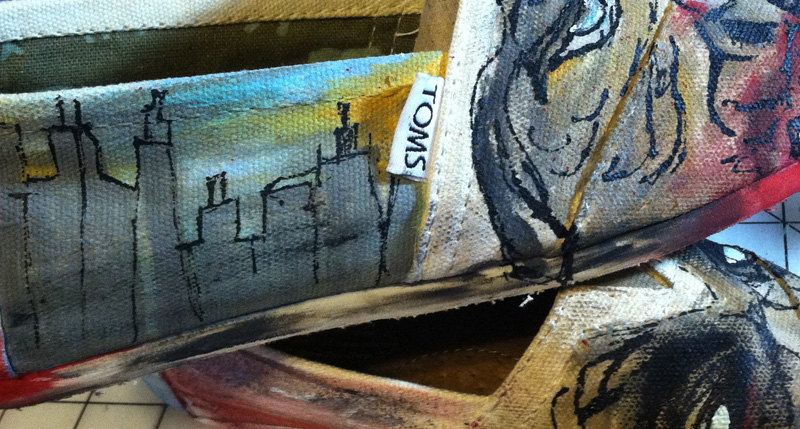 City scape and blood and gore ZOMBIE TOMS Side View of Zombie TOMS
