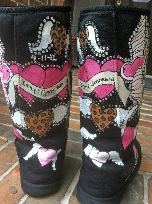 lovebirds hand painted on ugg style boots