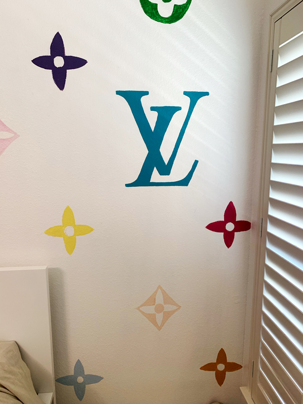 hand painted LV mural in bright colors