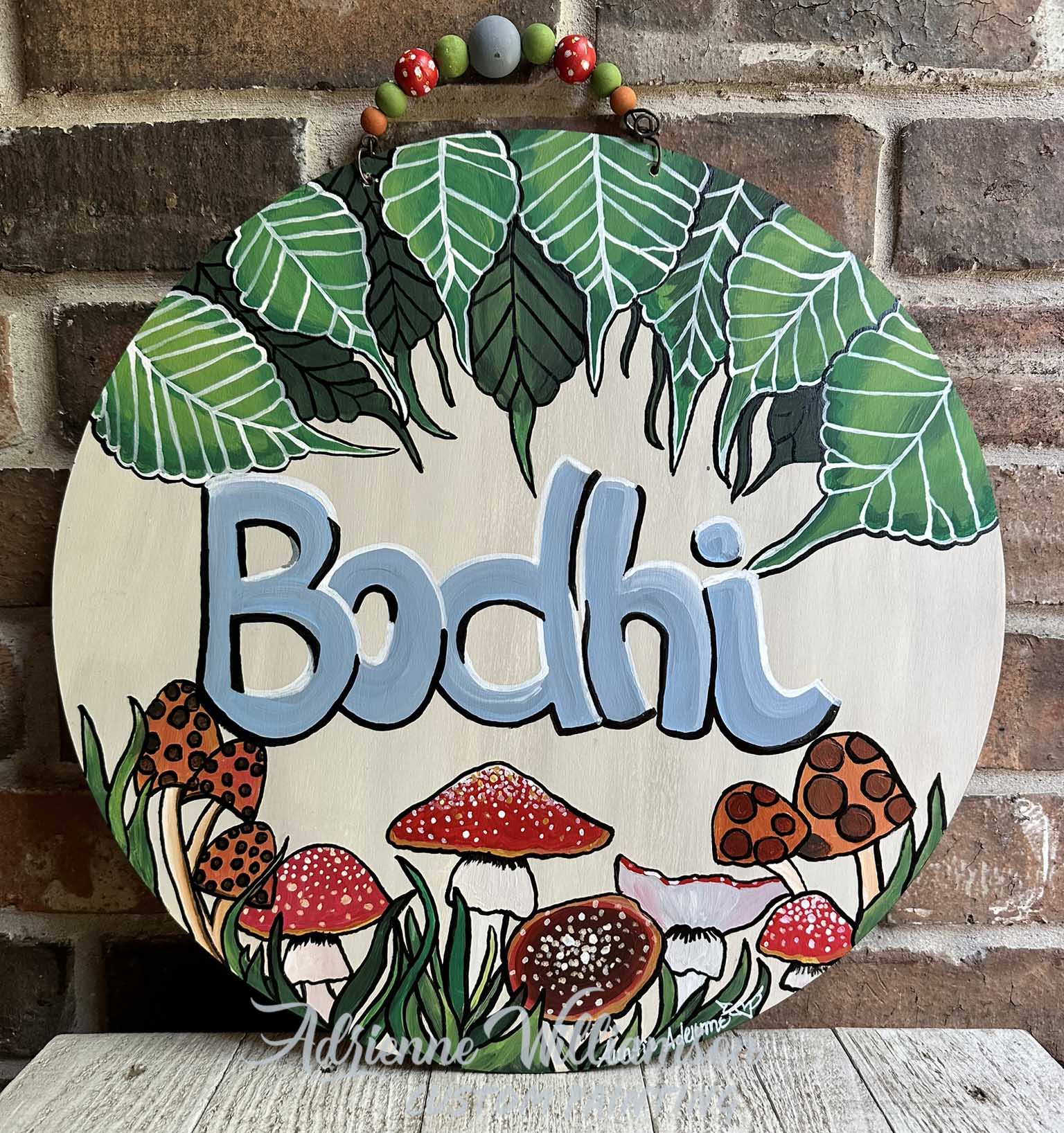 mushroom and leaf name sign for baby