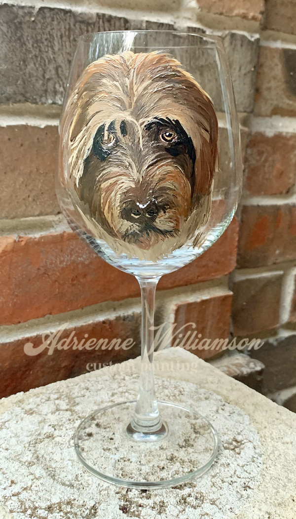 wirehaired pointing griffon painted wine glass